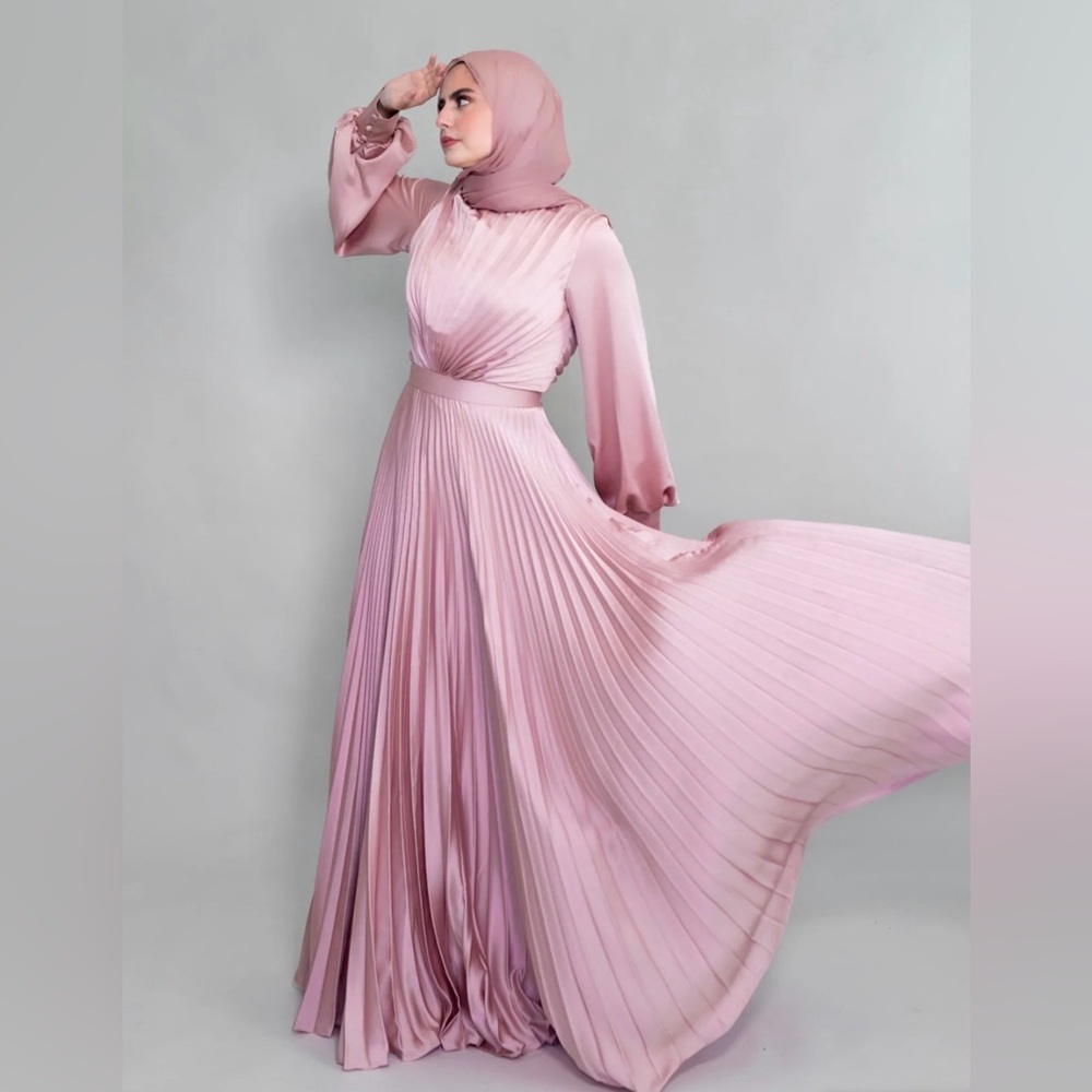 Pleated Satin Dress